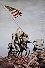 USMC flag raising on Iwo Jima in WWii by Unknown Artist